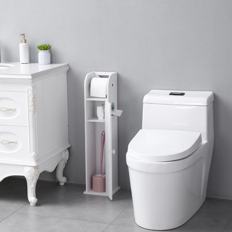Winado Free Standing PVC Toilet Paper Bathroom Holder Narrow White winado