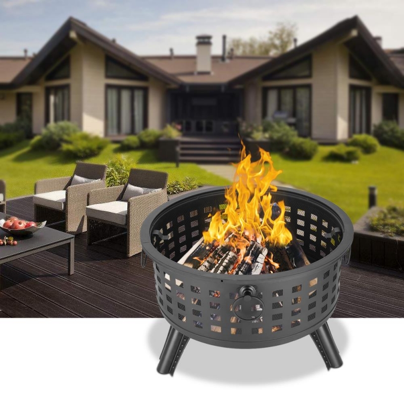 Winado 26" Steel Round Fire Pit Patio Heater Patio Outdoor with Cover