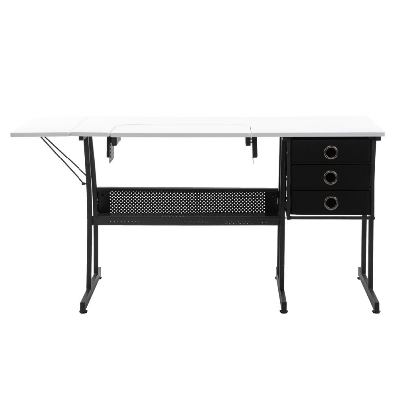 Winado Sewing Machine Table with Wire Mesh Drawers, Desk for Hobby ...