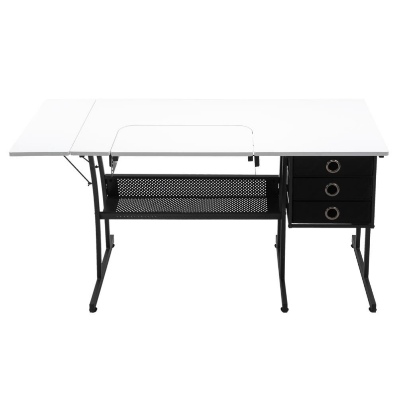 Winado Sewing Machine Table with Wire Mesh Drawers, Desk for Hobby ...