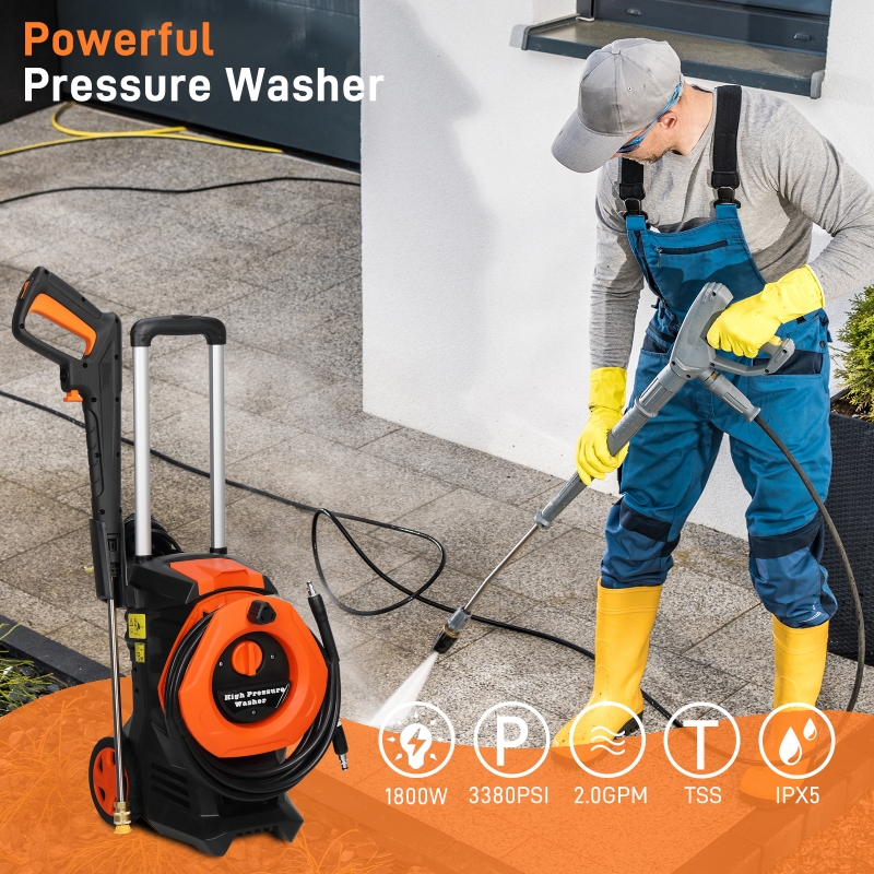 Winado Electric Power Washer, 3380PSI MAX 2 GPM High Pressure Washers