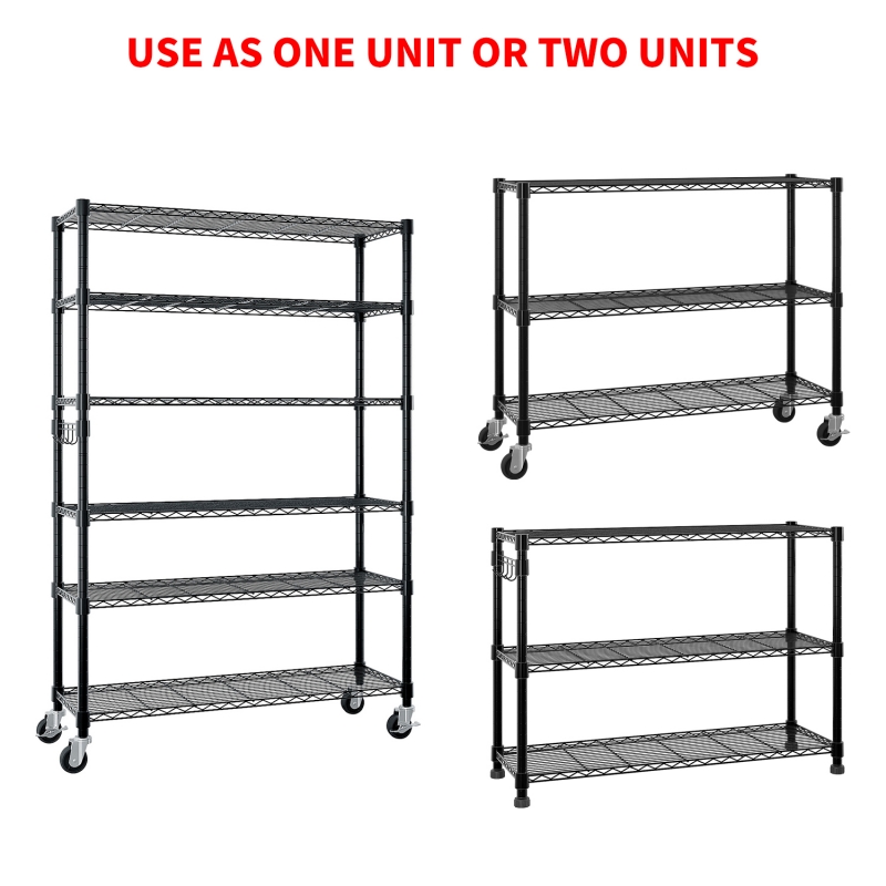 Winado 6 Tier Storage Rack with Wheels, Adjustable Wire Shelving Unit ...