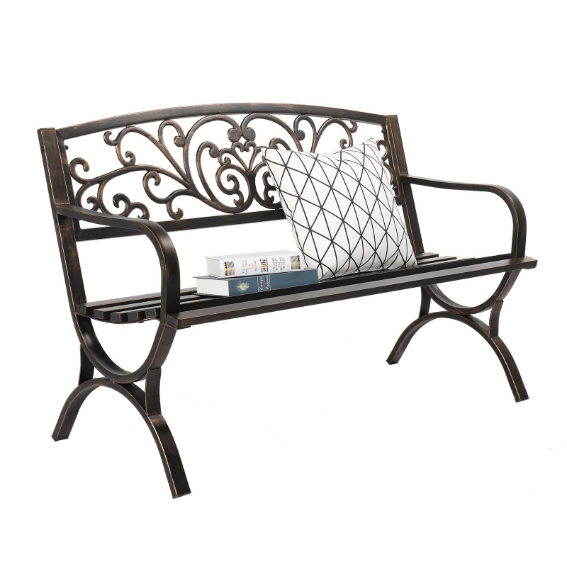 Winado Patio Garden Bench Outdoor Metal Bench Park Yard Furniture Cast
