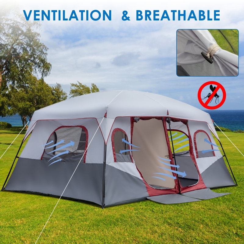 Winado 14' x 10' 10 Person Instant Tent Family Camping Tent Waterproof for  Separated 2 Rooms Portable with Carry Bag - winado