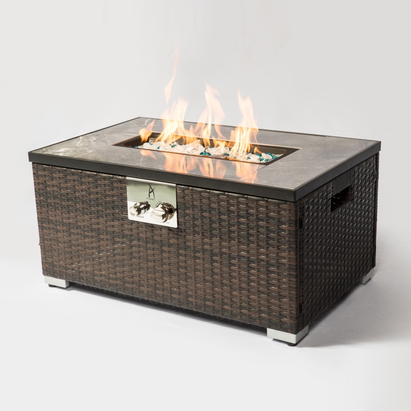 Winado Rectangular Rattan Fire Pit Table winado